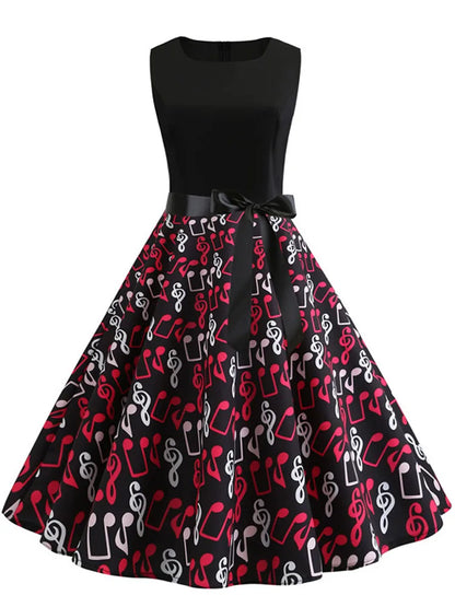 Black White Polka Dot Summer Dress Women Sleeveless Vintage 50s 60s Party Office Dresses