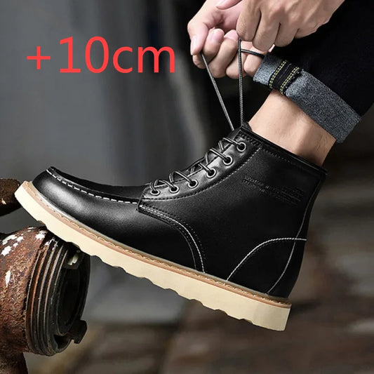 Men Boots Elevator Shoes Hidden Heels High Soft Leather Heightening Shoes For Man Increase Insole 10CM 8CM 6CM Height Boots