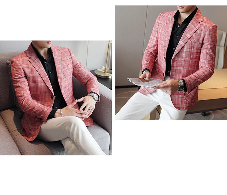 2024 New High-end Men's Two-button Suit Fashion Matching Handsome Casual Dating Slim Suit Single West Coat  Gucci Blazer Men