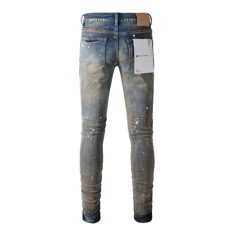 Purple Brand jeans with American distressed paint and distressed holes 2024 New Fashion Trend High quality Jeans