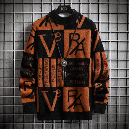 Men Knitted Sweater Stripe Pullovers Printing Round Neck Sweater  Autumn/Winter Designer Quality Casual Men Clothing Jumper