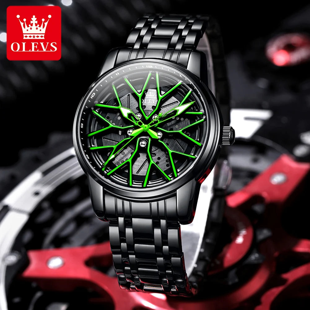 OLEVS Watches Man 3701 New High Quality Original Mens Luck Flywheel Quartz Watch 30M Waterproof Sports Watches For Men Reloj
