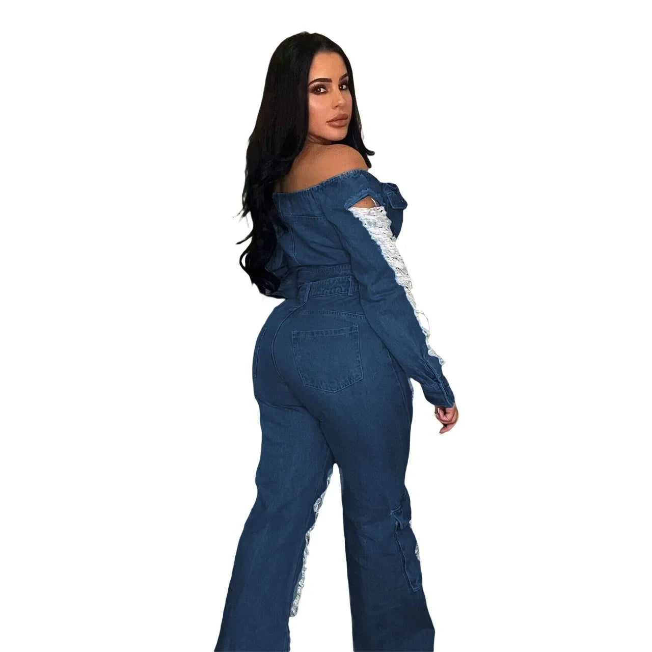 Casual Denim Women Fashion Stretch Jeans Women High Waist Streetwear Pencil Pant Trousers Ripped Jeans for Women Bottom Clothing