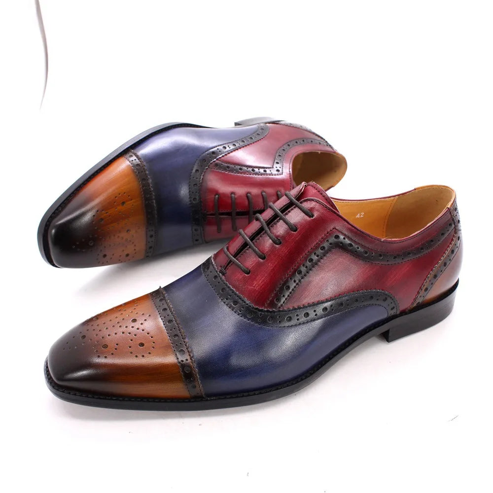 Herren dreifarbige Oxford-Schuhe Britische Leder-Abendschuhe Mode Chelsea High-End Herren handgefertigte Lederschuhe Zapatillas Hombre