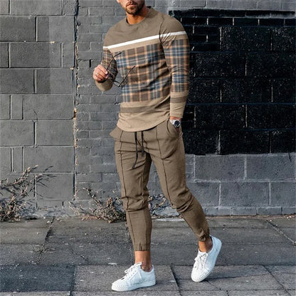 Autumn Tracksuit Long Sleeve T Shirtsweatpants Suit Men Streetwear Vintage Sweatshirt 3D Men Clothing 2 Piece Sets