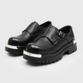 Men Fashion Paris Derby Shoes Punk Style Metal Big Head Double Breasted Decoration New Thick Bottom Height Increase Men's Dress Shoes