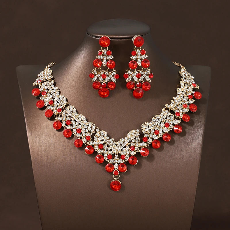 Itacazzo Bride Accessories Exquisite Necklace Earrings Three Piece Set&Suitable for Women's Wedding, Birthday, Party Matching