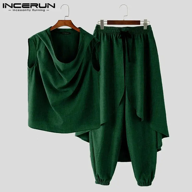2024 Street Fashion Zweiteiler INCERUN Herren Casual Einfarbige Outfits Pendler American Style Oversize 2-teilige Sets