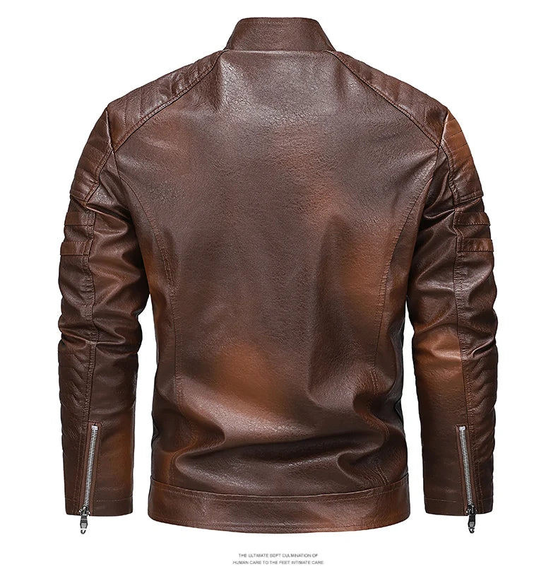 Men's Autumn Winter Men High Quality Fashion Coat Leather Jacket Motorcycle Style Male Casual Jackets For Warm Overcoat US Size