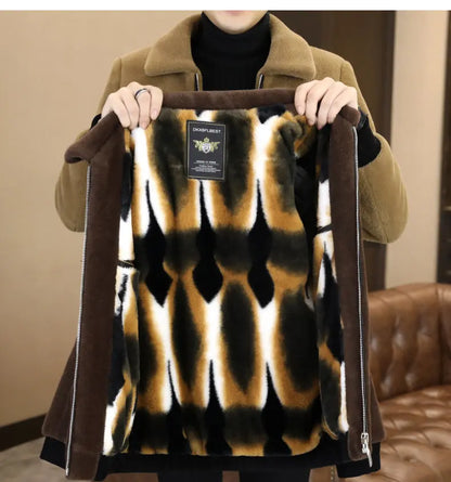 Winter Faux Fur Jacket for Men Thick Warm Fur Integrated Jacket High-quality Casual Business Windbreaker coats men clothing