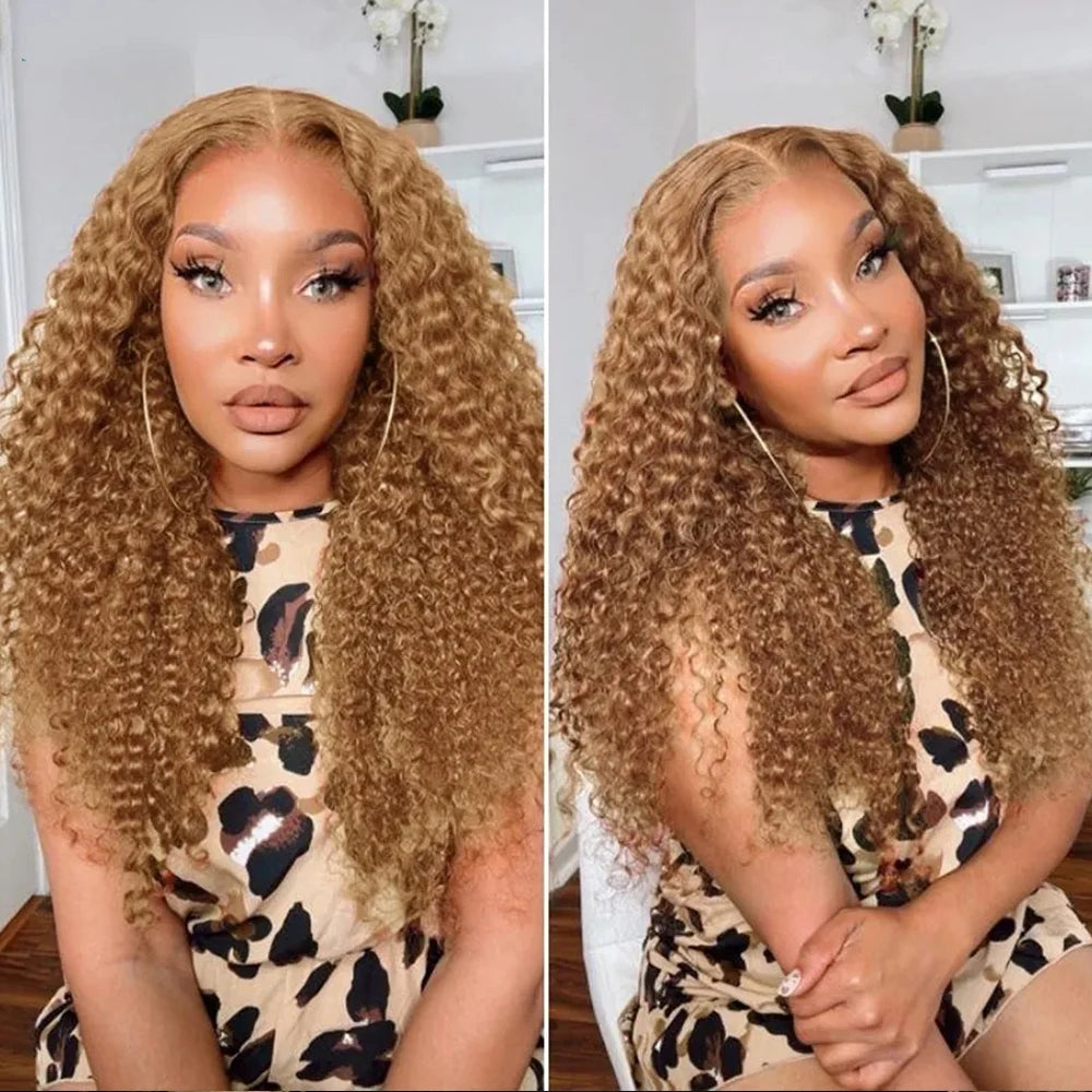 Brazilian Deep Wave 32 inch Honey Blonde 13x6 HD Lace Front Human Hair Wigs Pre Pluck 13x4 Glueless Curly Lace Frontal Wig Water