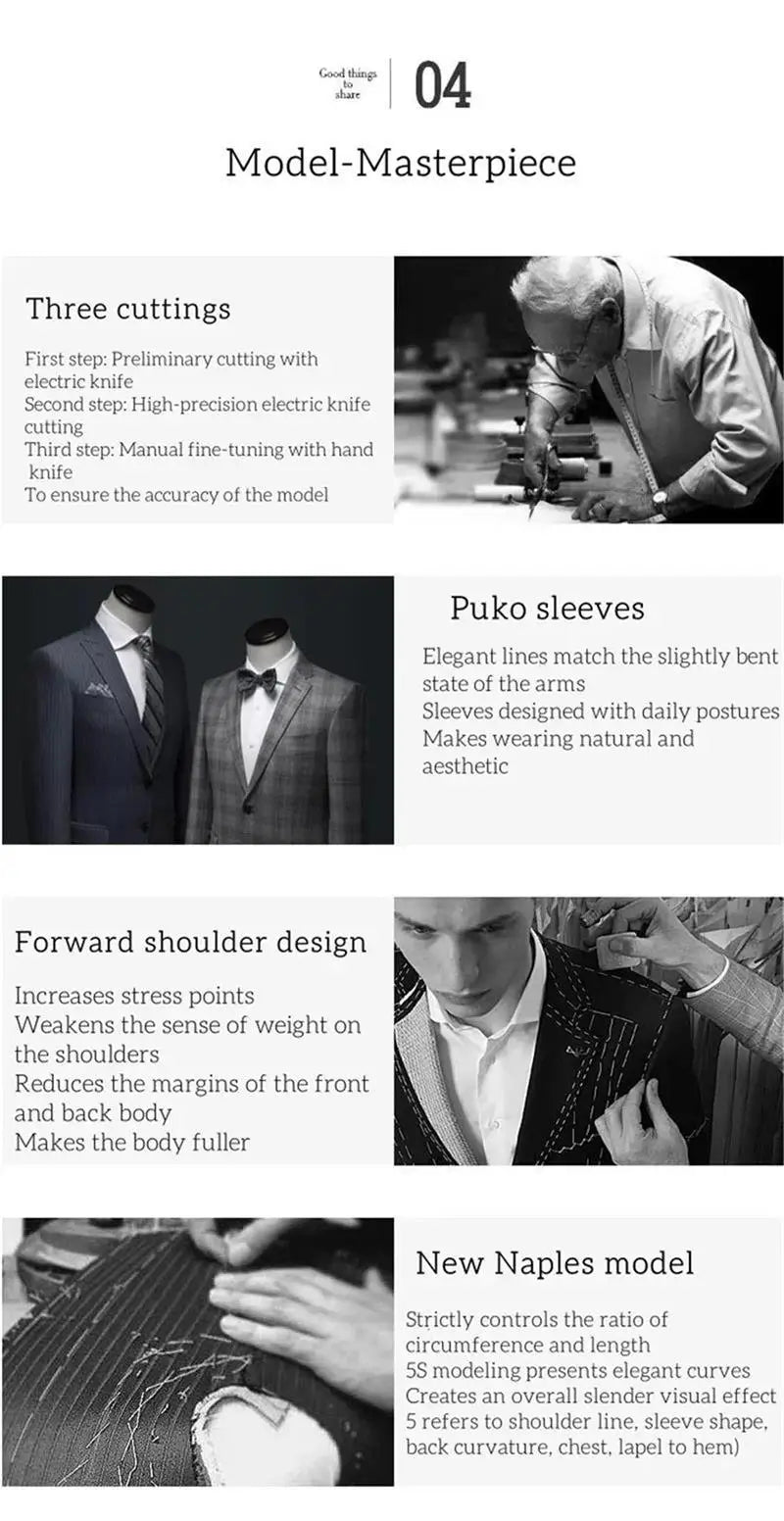 Herren Nadelstreifen Business Anzüge Einreihiger Stehkragen Slim Fit Anzug Jacke Hose 2-teiliger festlicher Smoking für Hochzeitsfeier