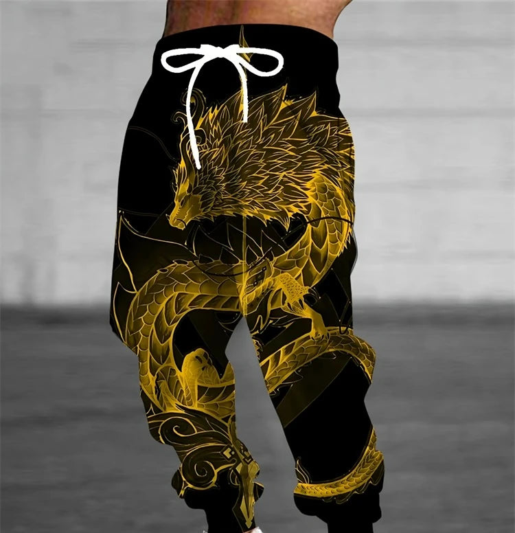 2026 Fashion Cool Limited Edition Five Claw Golden Dragon Texture 3D Printed Loose Outdoor Hip Hop Street Casual Sports Pants