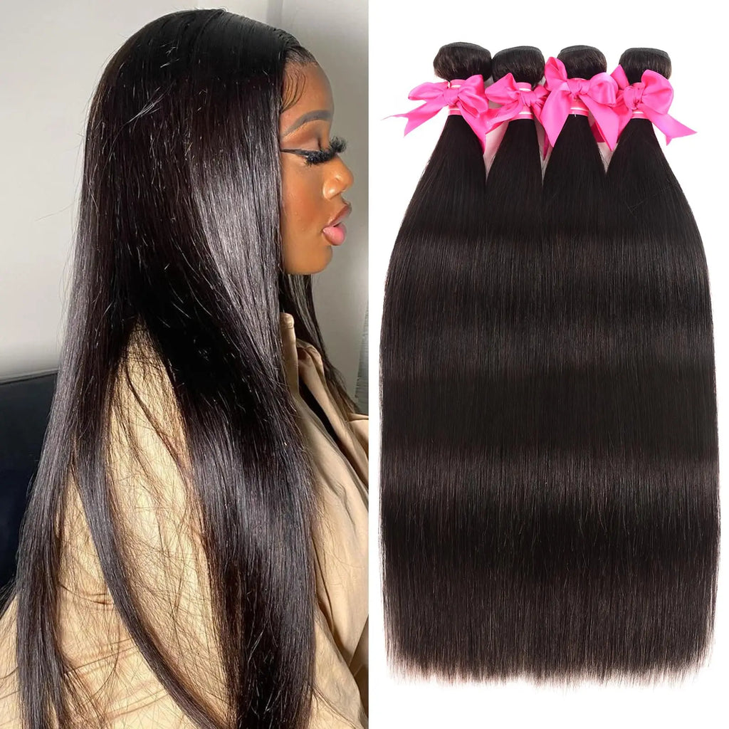 Straight Bundles Human Hair 12A Human Hair 4 Bundles Straight Hair 20 22 24 26 Inch Brazilian Virgin Deal Human Hair Extensions