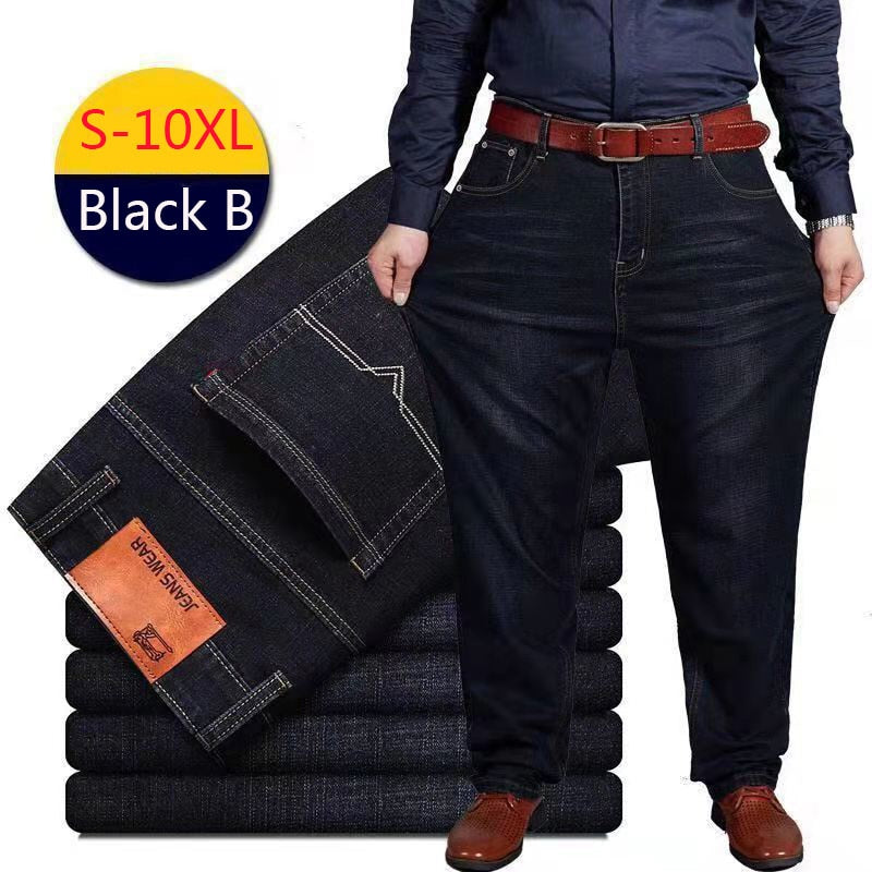 Plus Size Jeans Men Loose Denim Trousers Mens Oversize Clothing Streetwear Black Baggy Jeans 10XL Fashion Straight Casual Pants