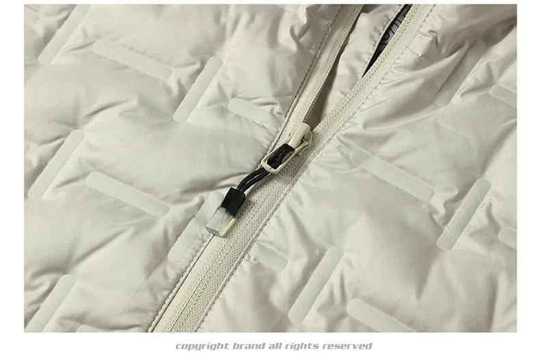 Winter White Down Jacket Men Graphene Self-heating Windproof Pleated Hooded Puffer Jackets Casual Warm Down Coats Male Clothing