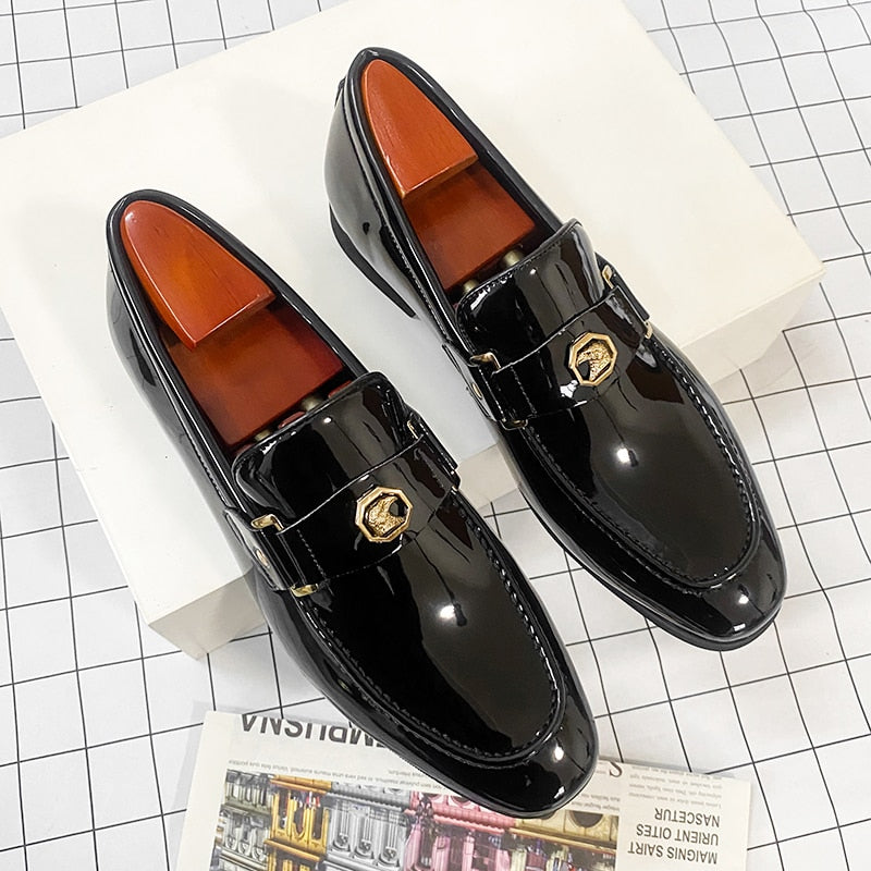 New Black Loafers Men Slip-On Round Toe Fashion Mens Dress Shoes Free Shipping Wedding Shoes for Men Size 38-47