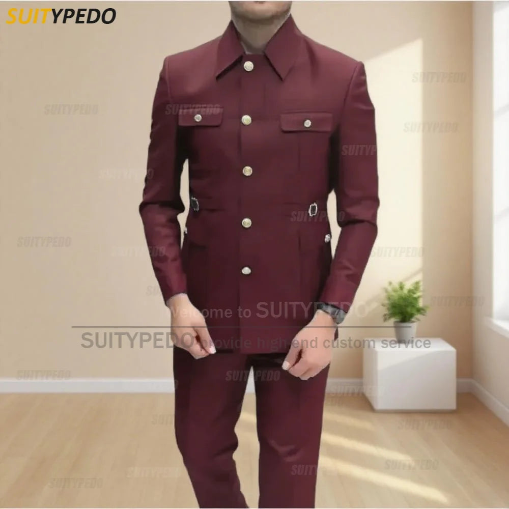 New Design  Men's Suit Sets Formal Slim Fit Prom Hommes 2 Pieces Blazer And Pants Fashion Single Breasted For Special Occasions