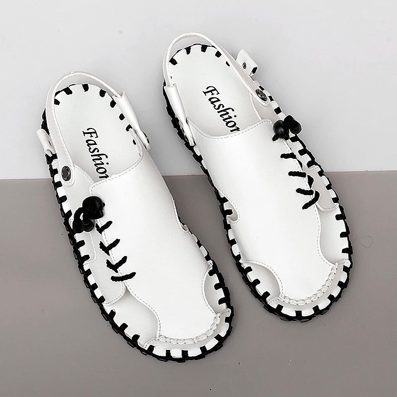 Summer Lightweight Comfortable Sandals Casual Shoes Genuine Leather Outdoor Beach Sandals Breathable Shoes Men Sandals Slippers