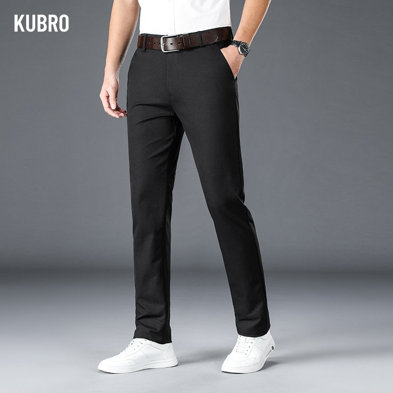 KUBRO New Men's Trendy All Match Casual Trousers Male  Loose Straight Business Fashion Formal Dress Suit Pants Plus Size 38 40