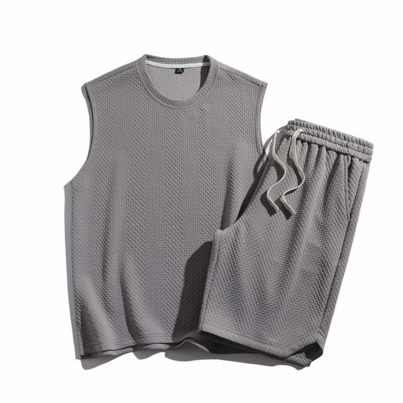 New Men Streetwear Fashion Suits Sleeveless T Shirt Outfit Shorts 2 Piece Set Tracksuits High-quality Leisure Unisex Sports Sets