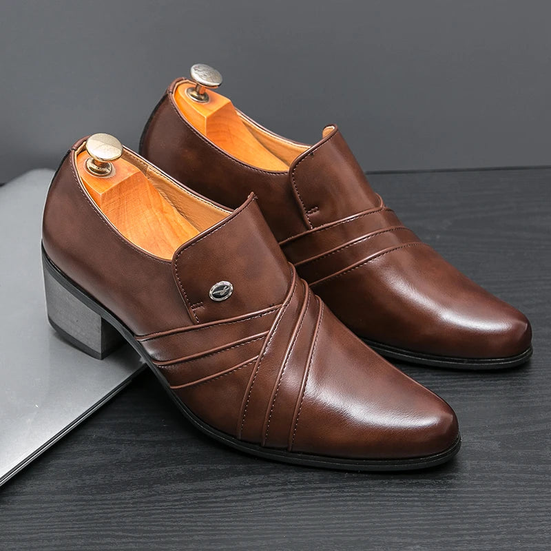 High-End Marke Herren Business Schnürschuhe Leder Erhöhte Höhe Britische Schuhe Herren Spitz zulaufende Zehe Schuhe Hochzeit Stiefel Größe:37-46