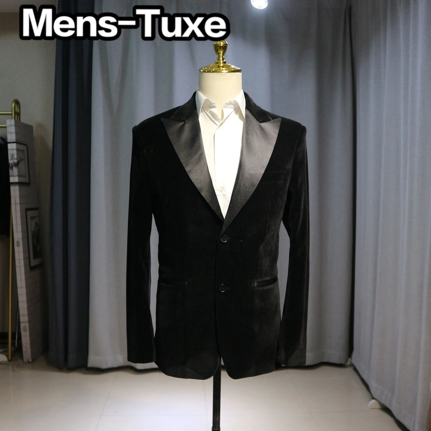 Velvet Mens Suits Slim Fit Groomsmen Wedding Tuxedos 2 Pieces Sets Black Peaked Lapel Blazers Formal Suit With Jacket And Pants