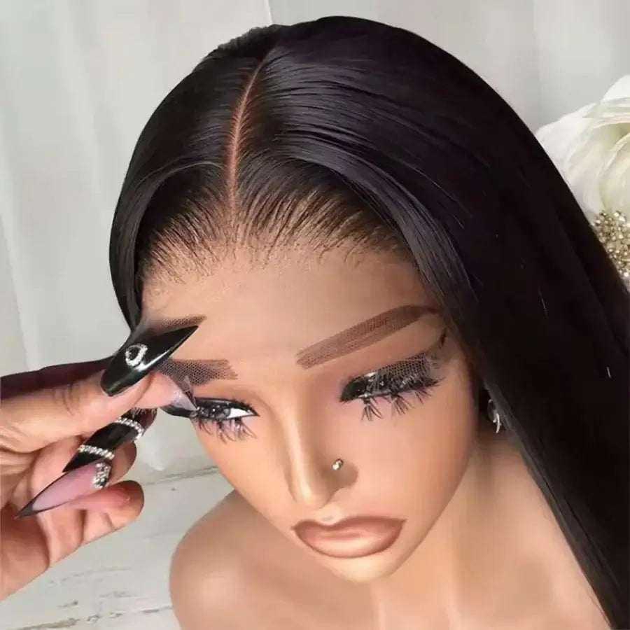 200% 13x4 13x6 HD Transparent Lace Frontal Wig Brazilian Pre Plucked With Baby Hair 5x5 Lace Closure Wig Bone Straight Hair