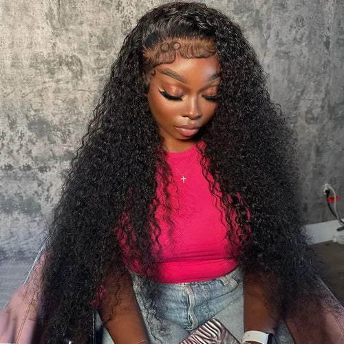 200% Deep Wave Lace Front Wig Human Hair 13X4 HD Transparent Curly Lace Front Wig Human Hair Wig Brazilian Pre Plucked