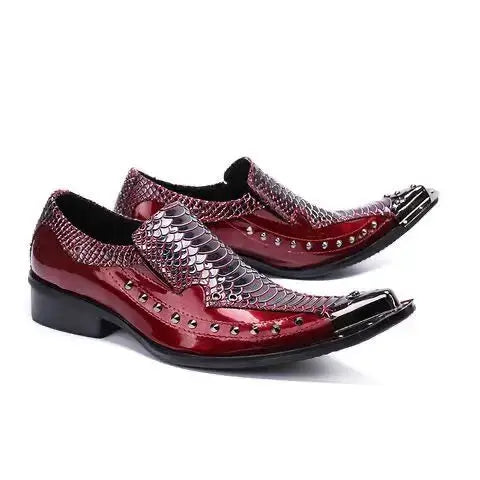 2024 Western Mode Spitz Zehen Metall Abendkleid Schuhe Blau Grau Party Hochzeit Lederschuhe für Herren