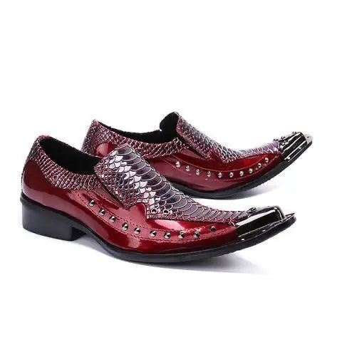 2024 Western Fashion Pointed Metal Toe Dress Shoes Blue Grey Party Wedding Leather Shoes for Men