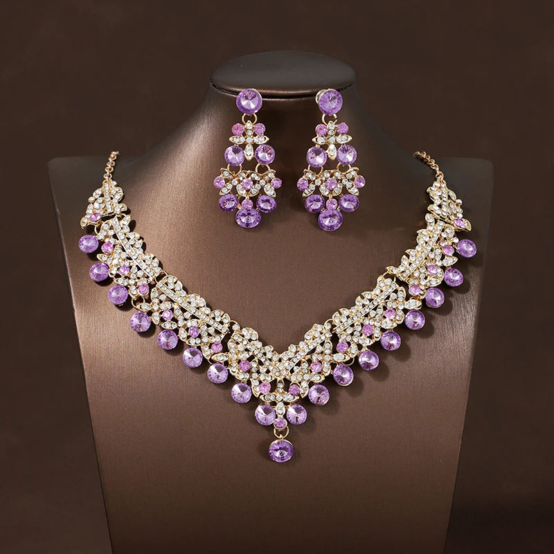 Itacazzo Bride Accessories Exquisite Necklace Earrings Three Piece Set&Suitable for Women's Wedding, Birthday, Party Matching