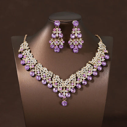 Itacazzo Bride Accessories Exquisite Necklace Earrings Three Piece Set&Suitable for Women's Wedding, Birthday, Party Matching