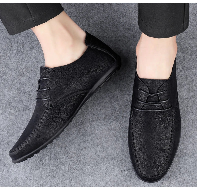 Leder Herrenschuhe Mode Formelle Herrenschuhe Mokassins Italienische Atmungsaktive Herren Loafer Schwarz Übergröße 38-47