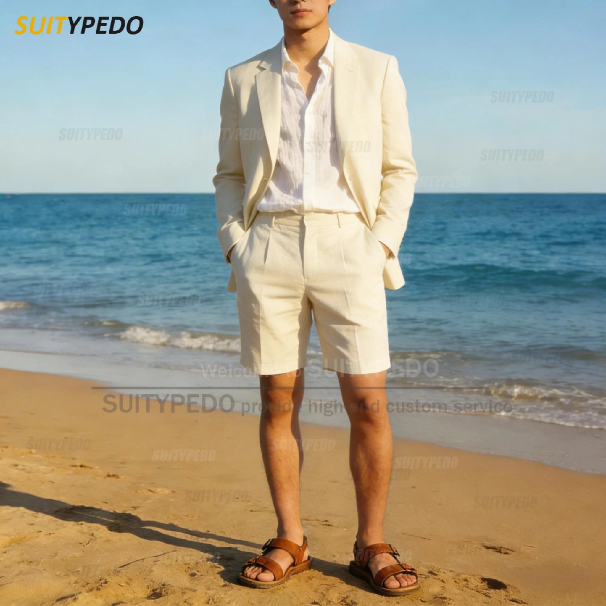 Summer New Design Suit Sets For Men 2 Piecs Blazer And Shorts Fashion Single Breasted Daily Beach Wedding Party Prom Suit Attire