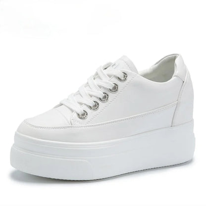 Women's Sneakers  New Casual Shoes Woman Autumn Comfortable Breathable White Shoe 8CM Heels Height Increasing Platform Femme