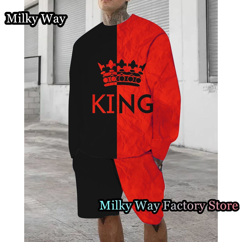 New Luxury Men Spring Long Sleeve T-Shirt Short Pants Set Fashion Tracksuit Male Casual Outfit Retro Tiger Jogging Suit Clothing