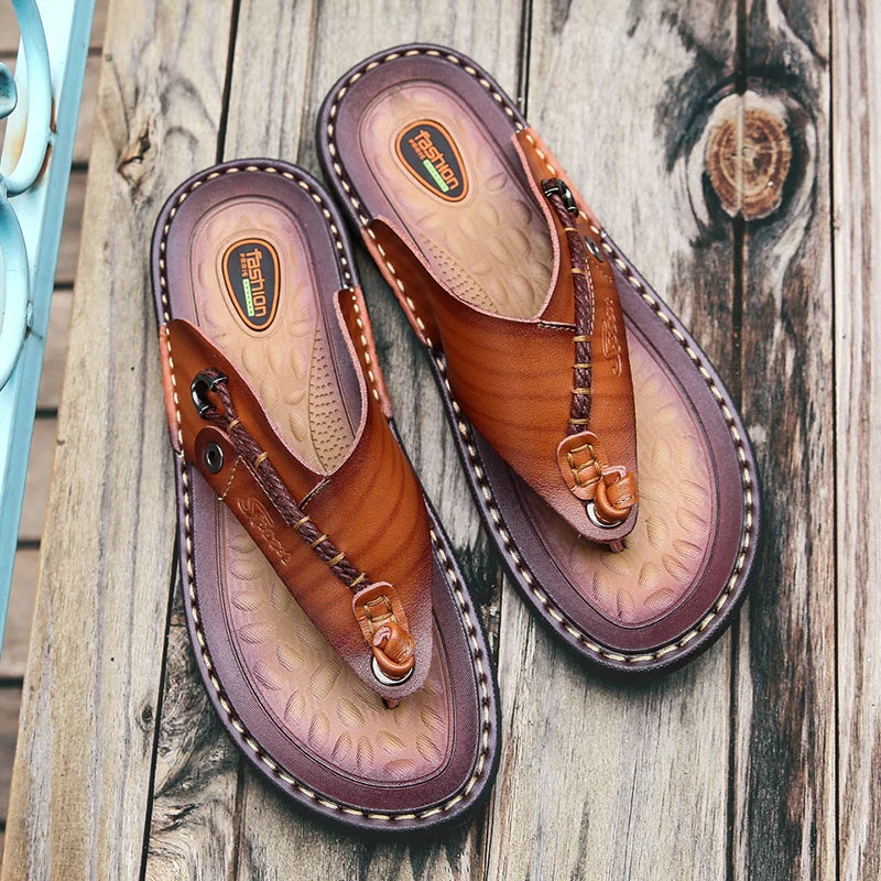 POLALI Luxury Brand Flip Flops Soft comfortable Microfiber Leather Slippers Beach Slipper Flip Flop Summer Shoe For Men size 47