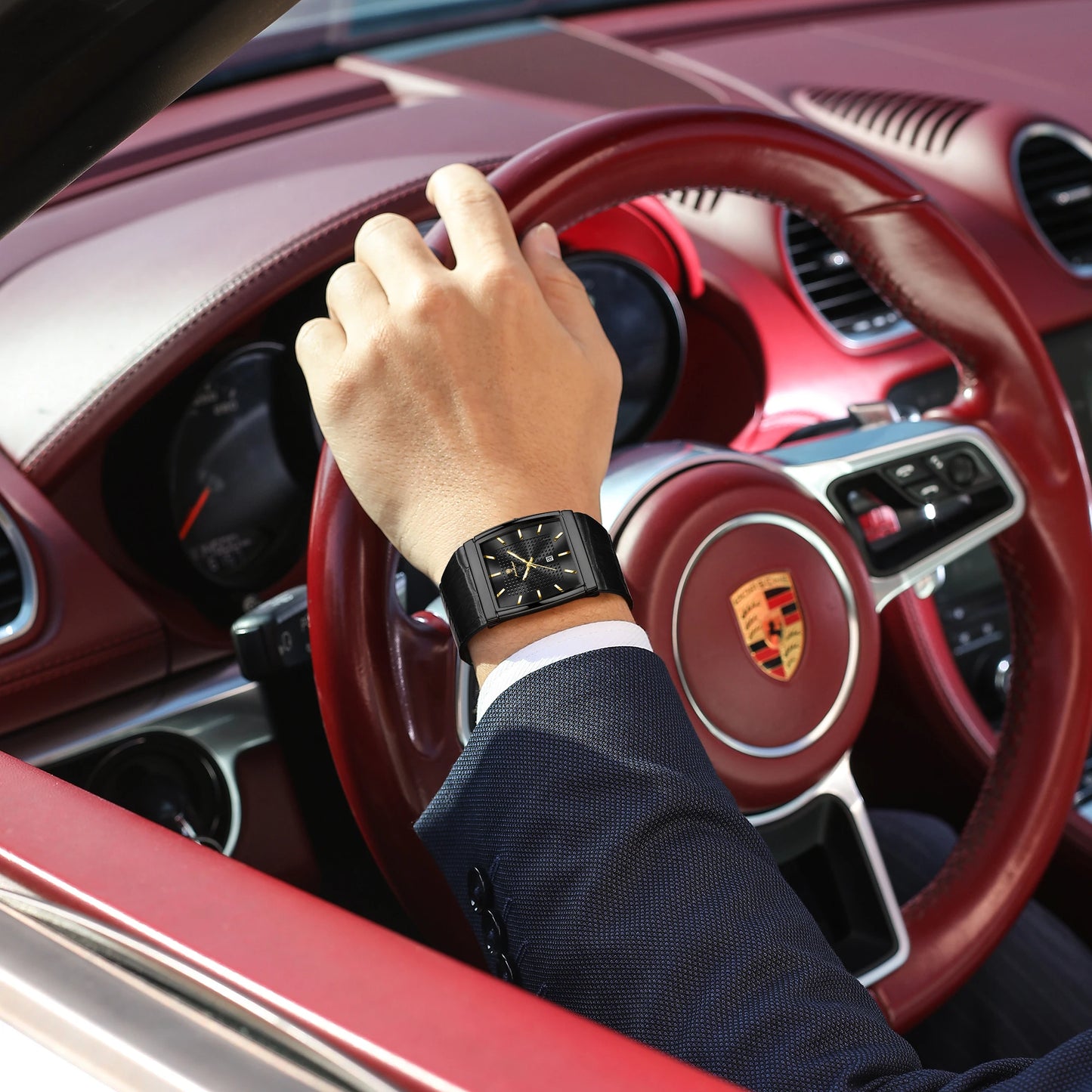 POEDAGAR Fashion High Quality Men Clock Waterproof Luminous Calendar Man Wristwatch Leather Quartz Men's Watches Sports Male+Box