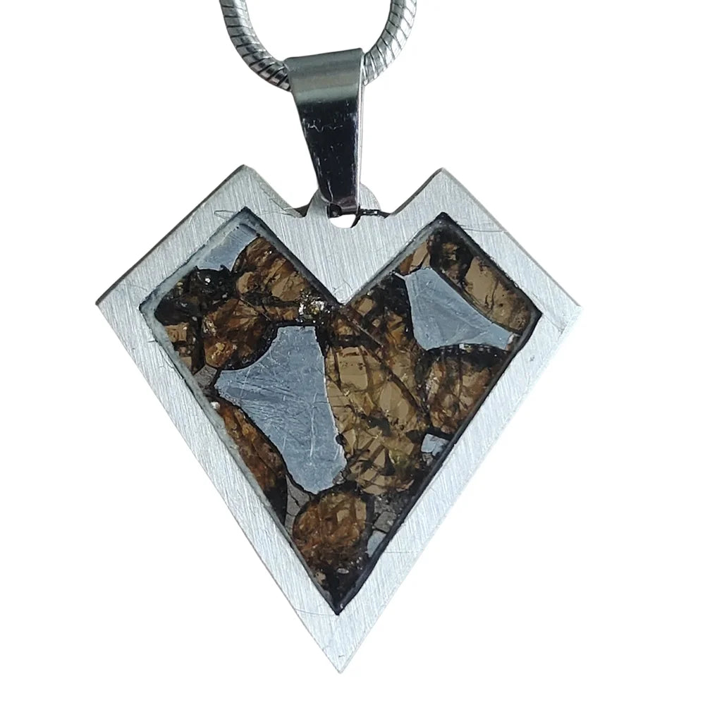 Brenham Olive Meteorite Pendant Olive Meteorite Necklace Natural Meteorite Material Jewelry - QB177