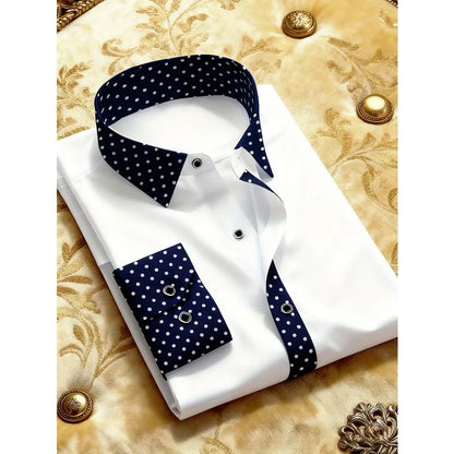 FGKKS Men's Shirt Brand New Arrival Patchwork Four Season Tuxedo Long Sleeve Smart Casual Elastic Male Business Shirts