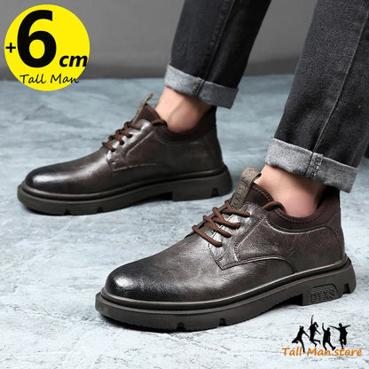 Business Men Oxford Leather  Elevator Shoes Lift Sole Man Height Increase  Insole 6CM  Office Daily Life British