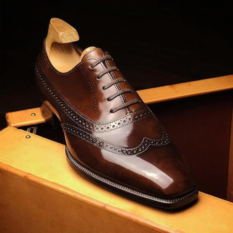 Men Oxfords Shoes Brown Black  Lace-up  Round Toe Wedding Shoes for Men  Handmade Dress Shoes Men