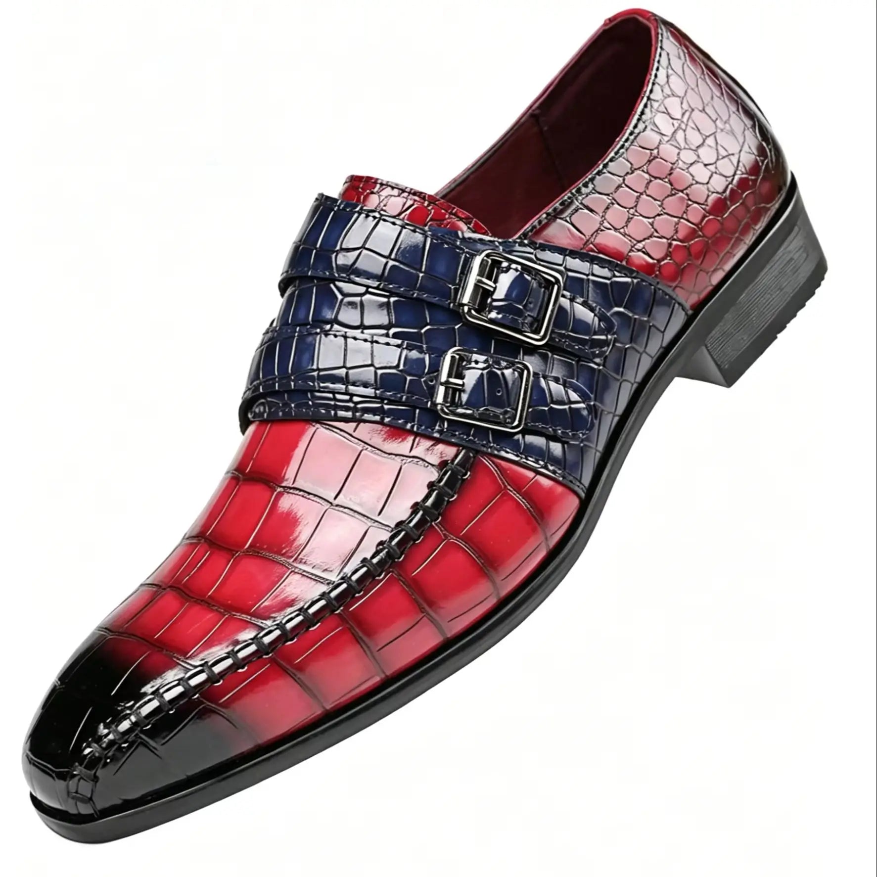 Luxury Men Dress Shoes Crocodile Grain Leather Shoes Men Buckle Casual Wedding Party Shoes High Quality Business Men