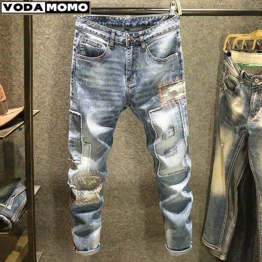 2023 Autumn New Fashion Retro Hole Jeans Men Pants Cotton Denim Trouser Male High Quality Jeans Dropshipping pantalones hombre