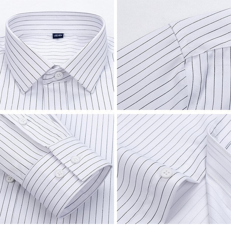 New Spring and Autumn High Quality Stripe Men's Social Gentleman Long Sleeve Shirts Dress Breathable Business Casual Men Shirt