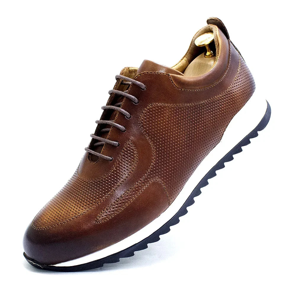 Luxury Mens Genuine Leather Sneakers Lace-Up Comfortable Oxford Classic Casual Shoes for Men Outdoor Street Travel Flat Footwear