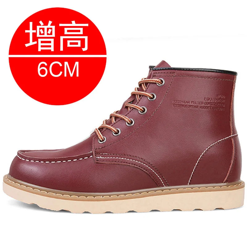 2024 Men Boots Elevator Shoes Hidden Heels High Soft Leather Heightening Shoes For Man Increase Insole 10CM 8CM 6CM Height Boots