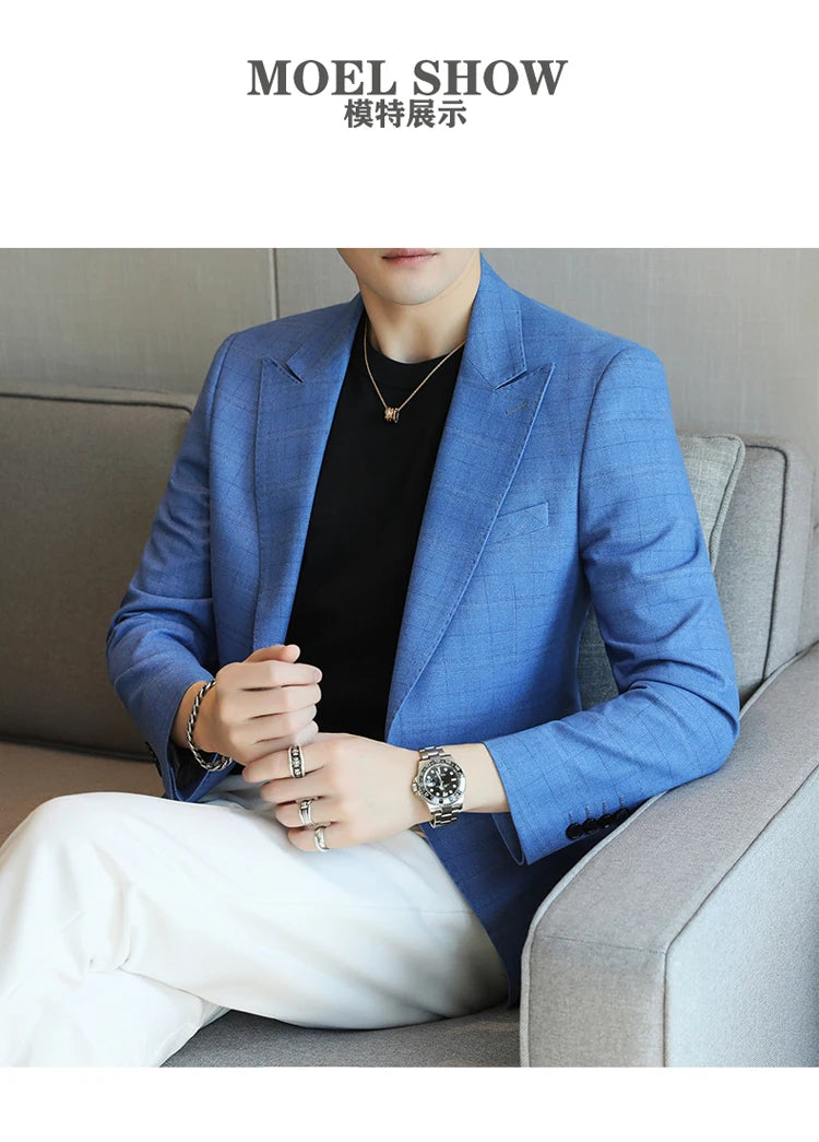 2024 New High-end Men's Two-button Suit Fashion Matching Handsome Casual Dating Slim Suit Single West Coat  Gucci Blazer Men