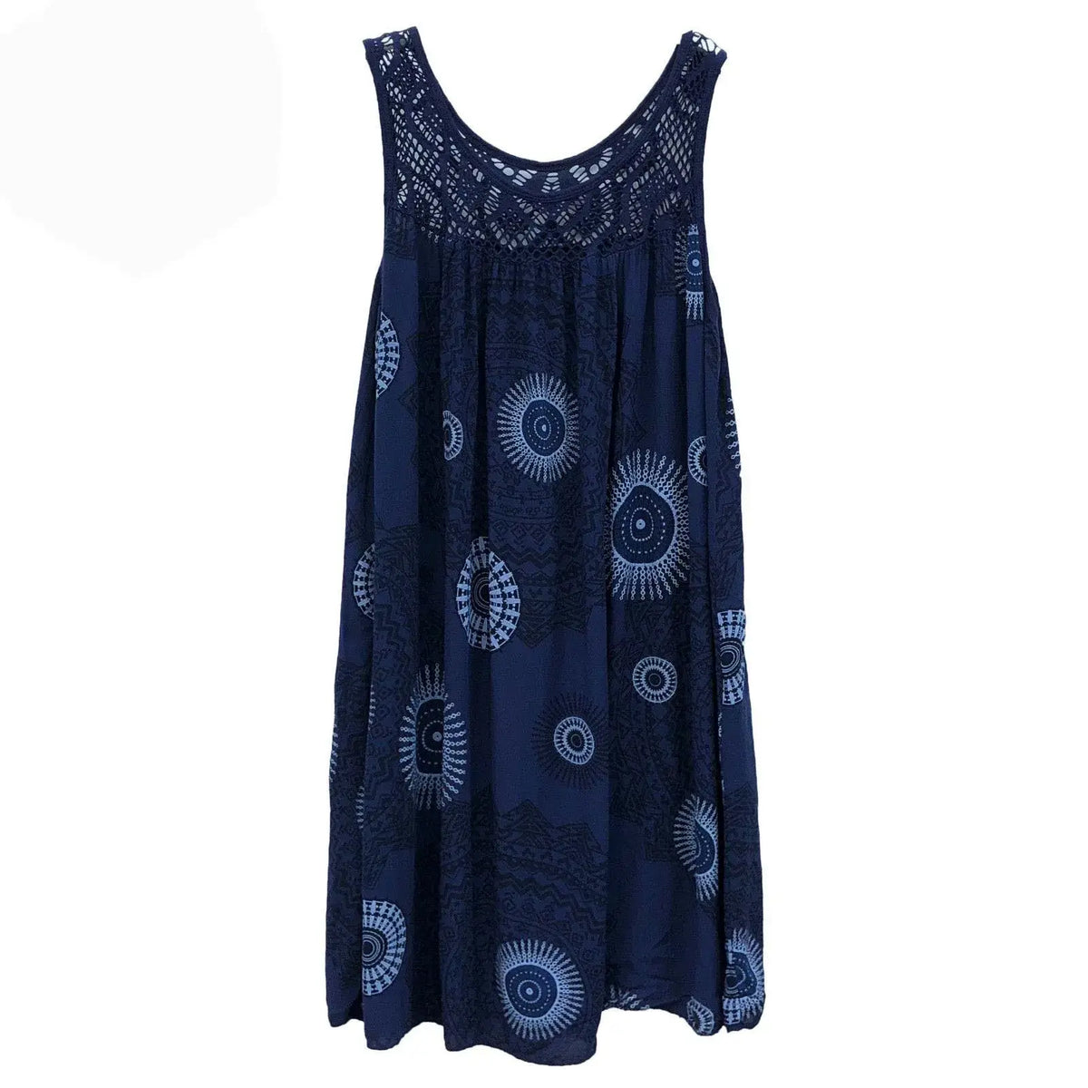 Damenbekleidung Sommer ärmelloses Trägerkleid Spitzenmuster ärmellos großer Schwung lockeres sexy Kleid langer Rock Übergröße